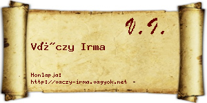 Váczy Irma névjegykártya