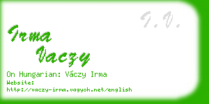 irma vaczy business card